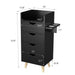 OmySalon 4-Layer Salon Storage Cabinet Beauty Barber Styling Station with 2 Hair Dryer Holders Black w/ Dimensions