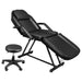 OmySalon 73in Facial Massage Bed Adjustable Spa Bed Tattoo Chair w/Barber Stool Black Front Left View