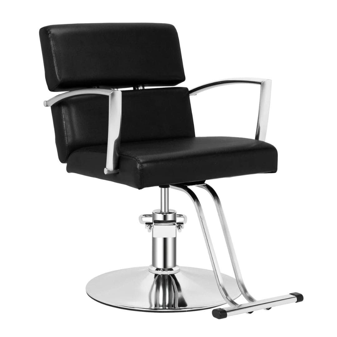 OmySalon Beauty Chair Salon Hydraulic Styling Chair with 360 Degree Swivel Front Left View Black