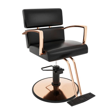 OmySalon Beauty Chair Salon Hydraulic Styling Chair with 360 Degree Swivel Front Left View Rose Gold