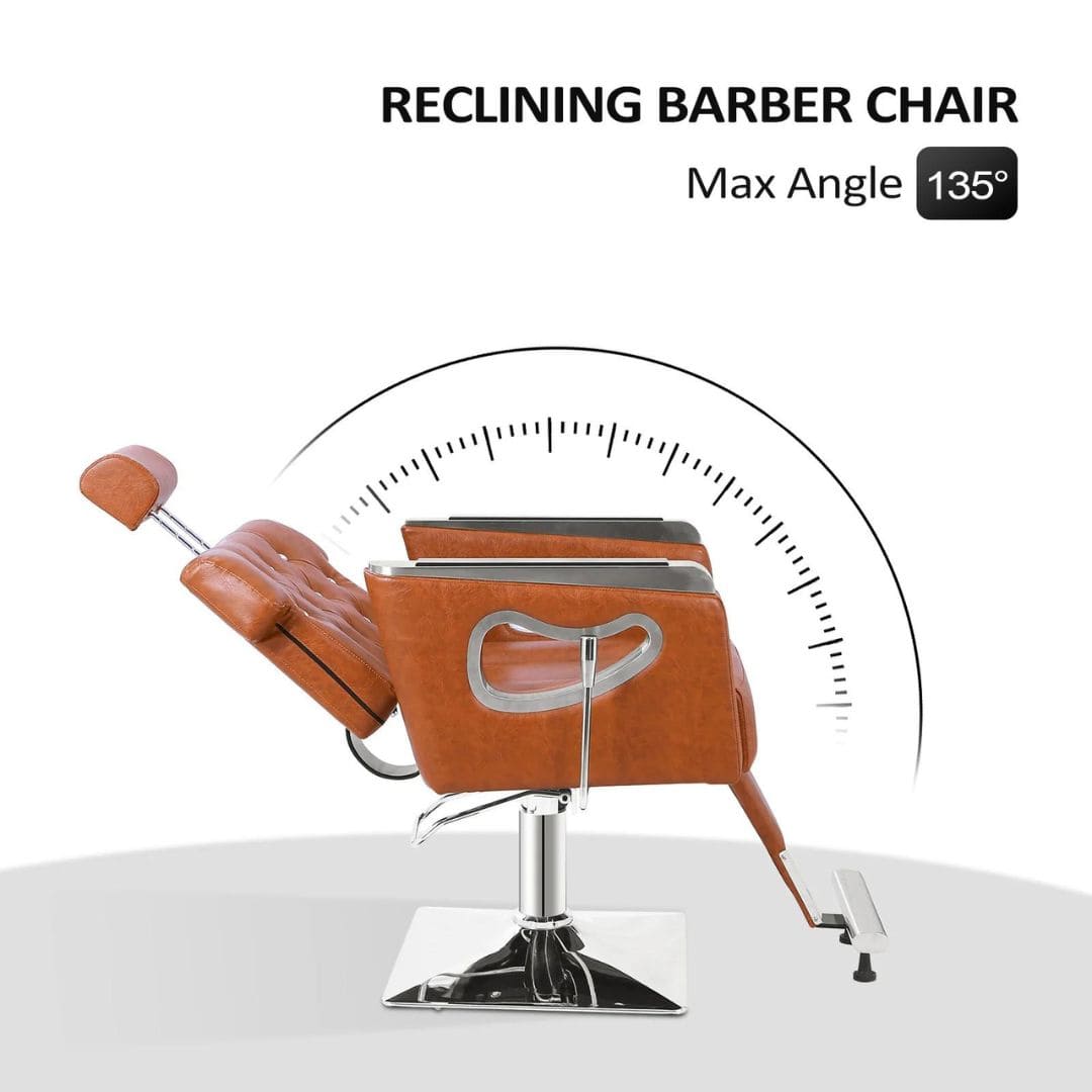 OmySalon Reclining Salon Chair Heavy Duty, Vintage Styling Chair for Hair Stylist Reclining Barber Chair