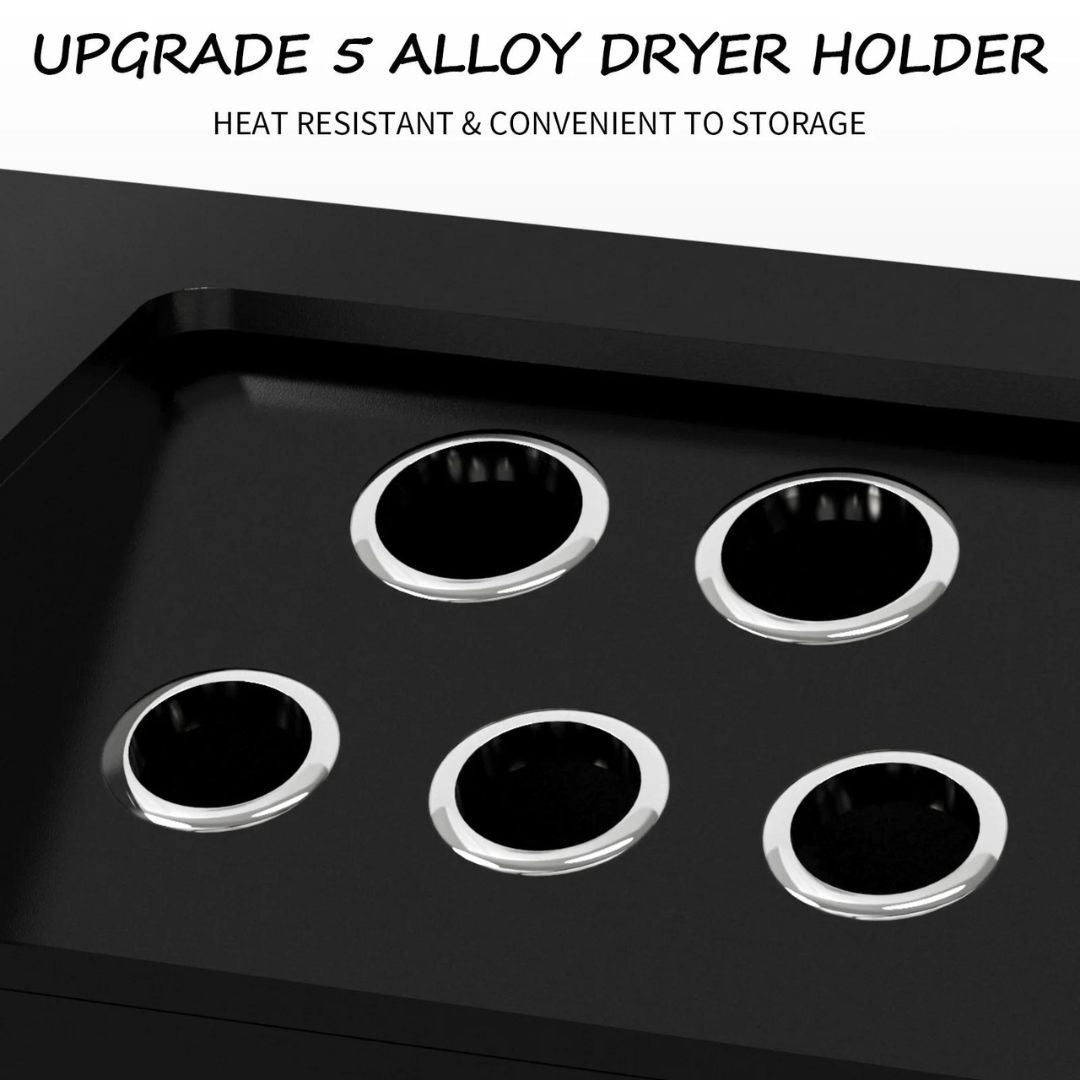 OmySalon Salon Storage Cabinet, Beauty Barber Styling Station with Lock Upgrade 5 Alloy Dryer Holder