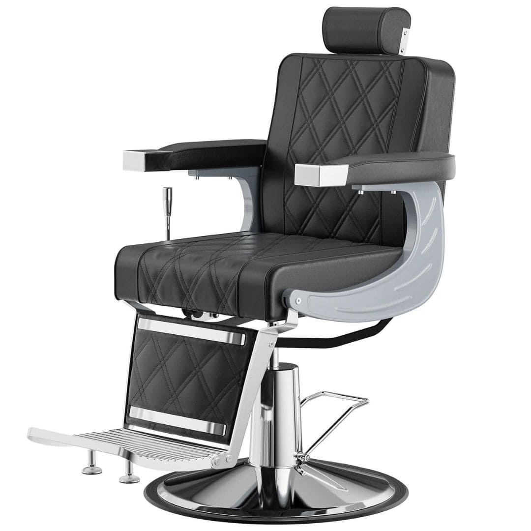 OmySalon Vintage Barber Chairs for Barbershop Heavy Duty Professional Salon Chair Front Right View