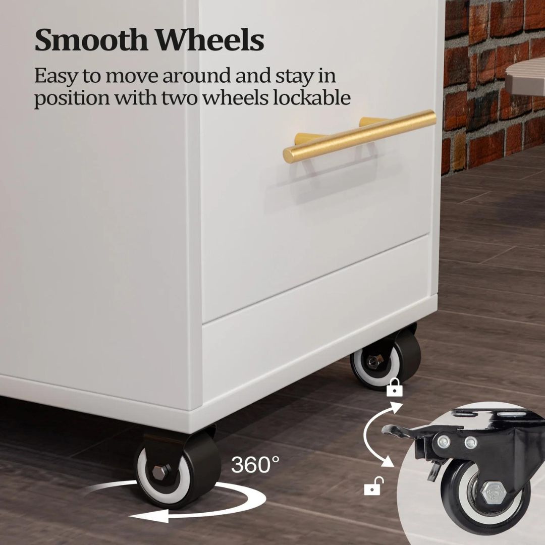 OmySalon Wooden Salon Trolley Cart Hairdresser Mobile Storage Cabinet with Wheels Smooth Wheels