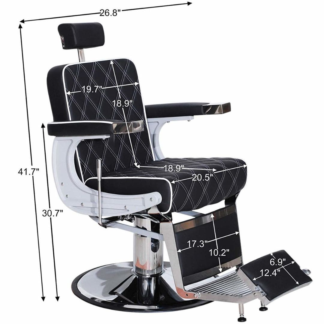 Salon Equipment Pros Ambassador Heavy Duty Barber Chair With Dimensions